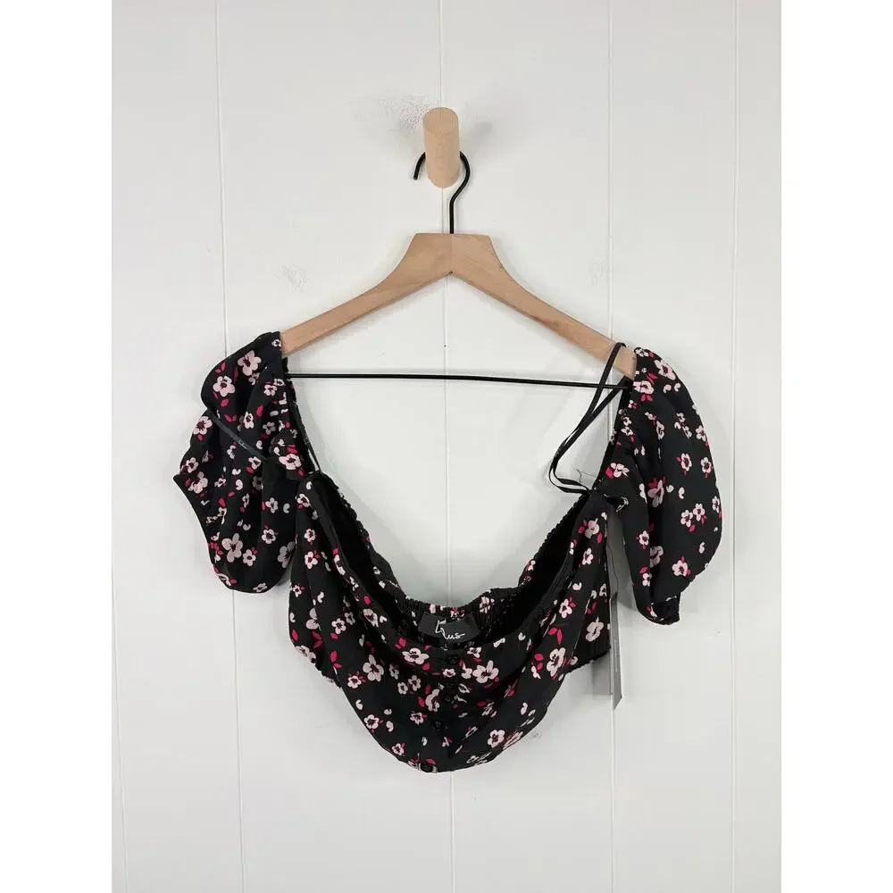 NWT Lulus Floral 2 Piece Set Large Off Shoulder Crop Top Ruffle Culottes - Picture 7 of 15
